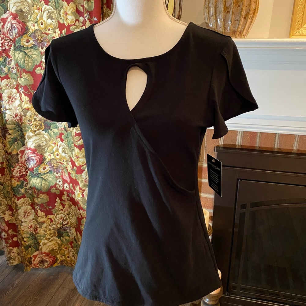 Boston Proper keyhole/ faux wrap top
